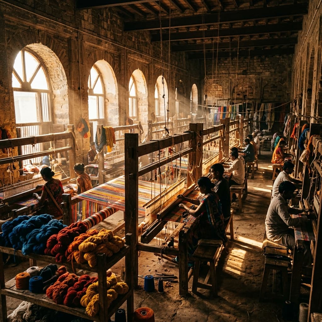 Inside a rug weaving workshop